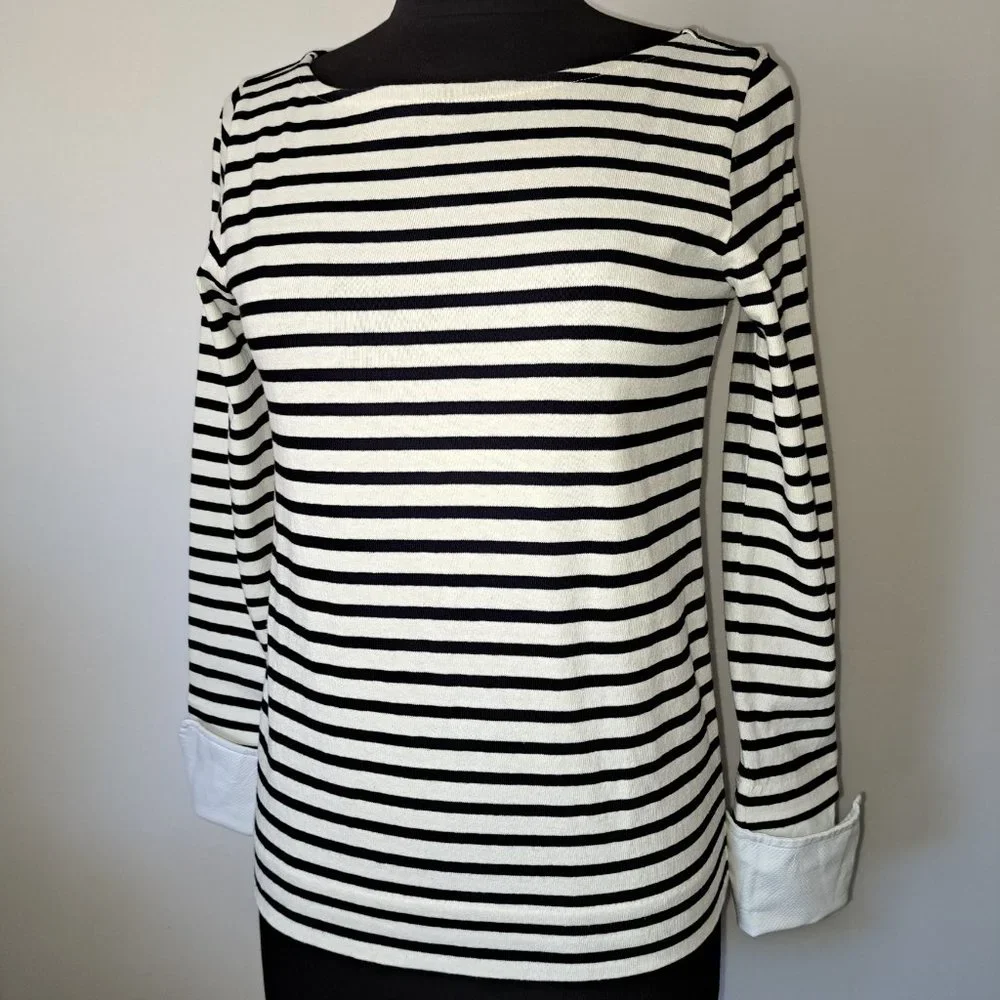 J.Crew Women Sweater Navy and White Stripes Long Sleeve Size XS NWT